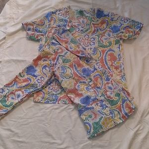 Scrub top and matching jacket set
